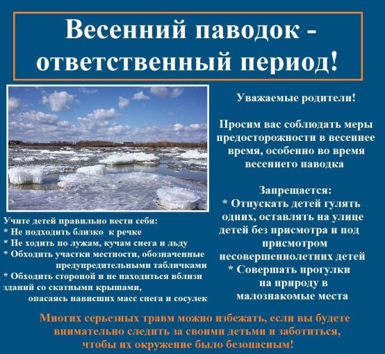 В связи с приближением периода интенсивного таяния снега просим родителей (законных представителей) объяснить детям, что опасно находиться вблизи водоемов без сопровождения взрослых. В связи с приближением периода интенсивного таяния снега просим родителей (законных представителей) объяснить детям, что опасно находиться вблизи водоемов без сопровождения взрослых.